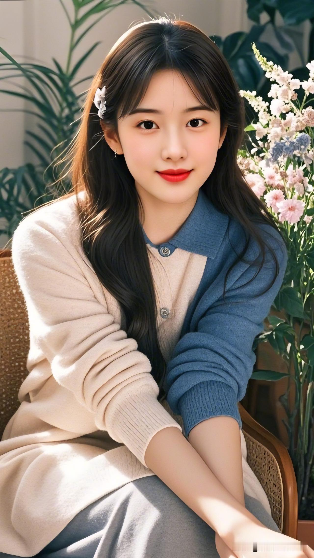 花影摇曳间，美人倚栏笑。女人最耐看的长相是什么样的 阳光下的温柔时光，花海中的浪