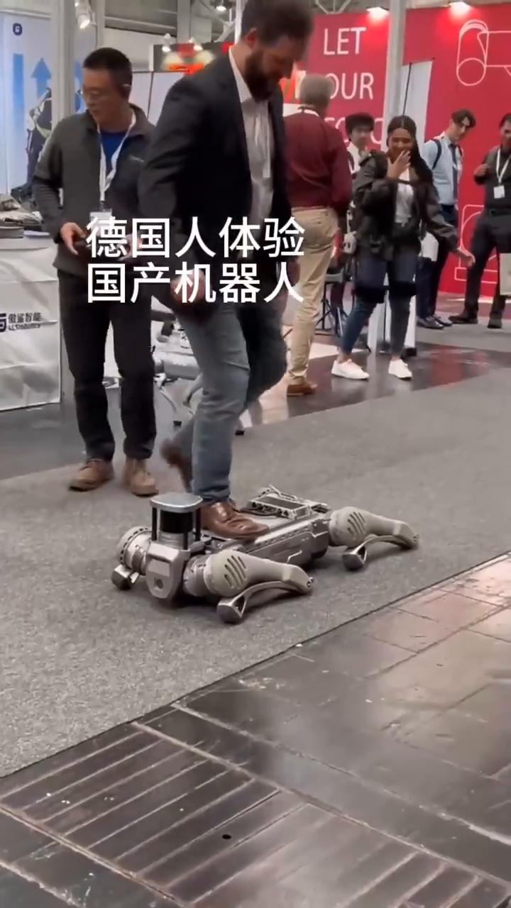 德国人体验国产机器人。