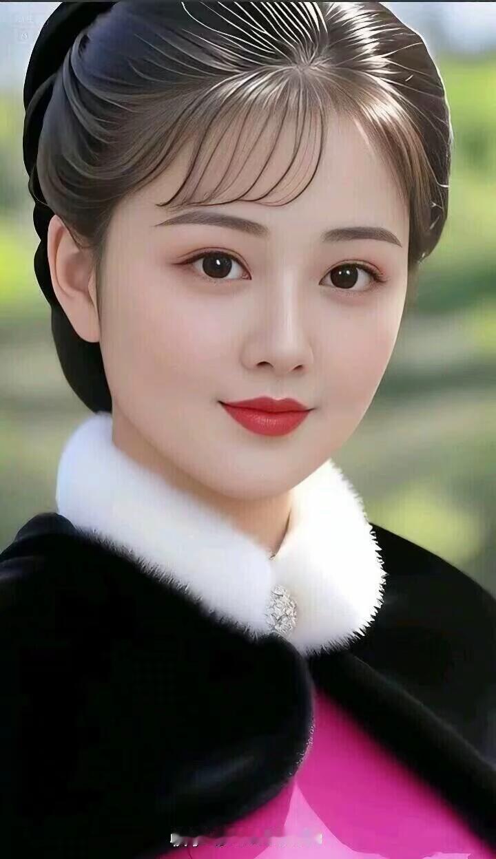 优雅黑发，甜美红唇，复古风穿搭，尽显东方韵味。