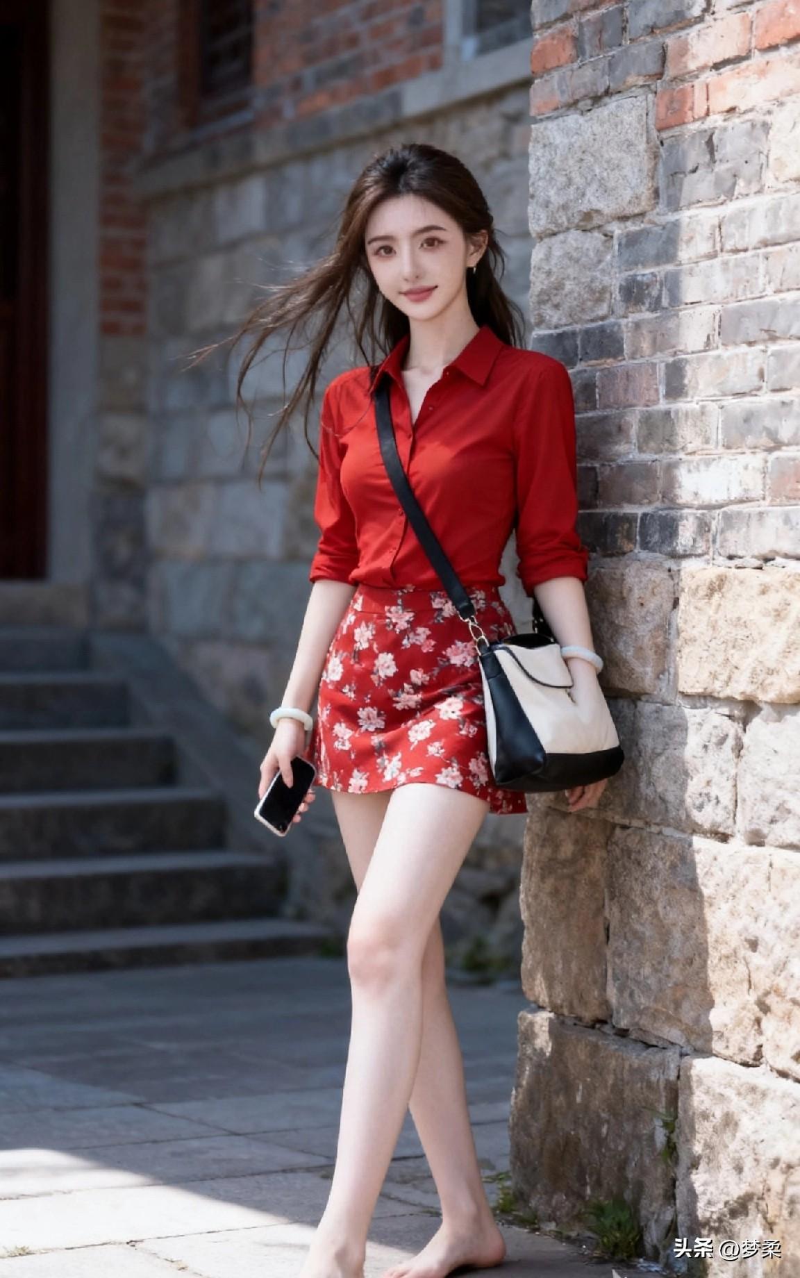 红衣少女，活力满满！🌸💃纯真少女风穿搭