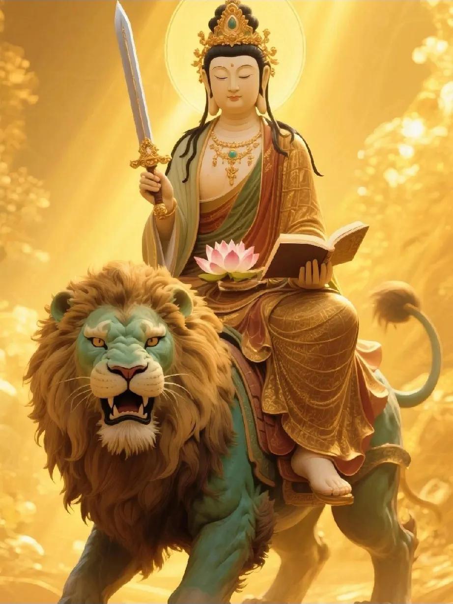 《文殊菩萨颂》
 原创
慧剑清光破惑尘，
青狮云畔降祥辰。
五台妙德传千古，
广