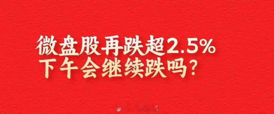 上午10:50,证监会“定心丸”无效？微盘股再跌2.5%,下午A股会再次跳水吗？