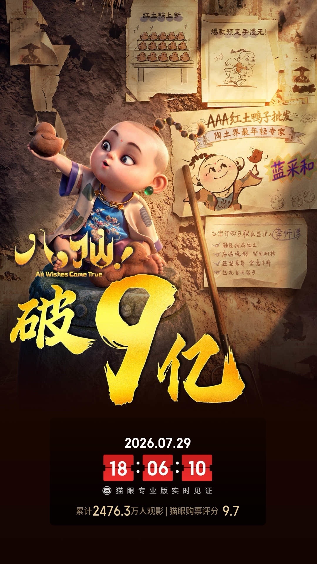 八仙实时票房破9亿 据猫眼专业版数据，电影《八仙！》上映12天， 总票房破9亿 