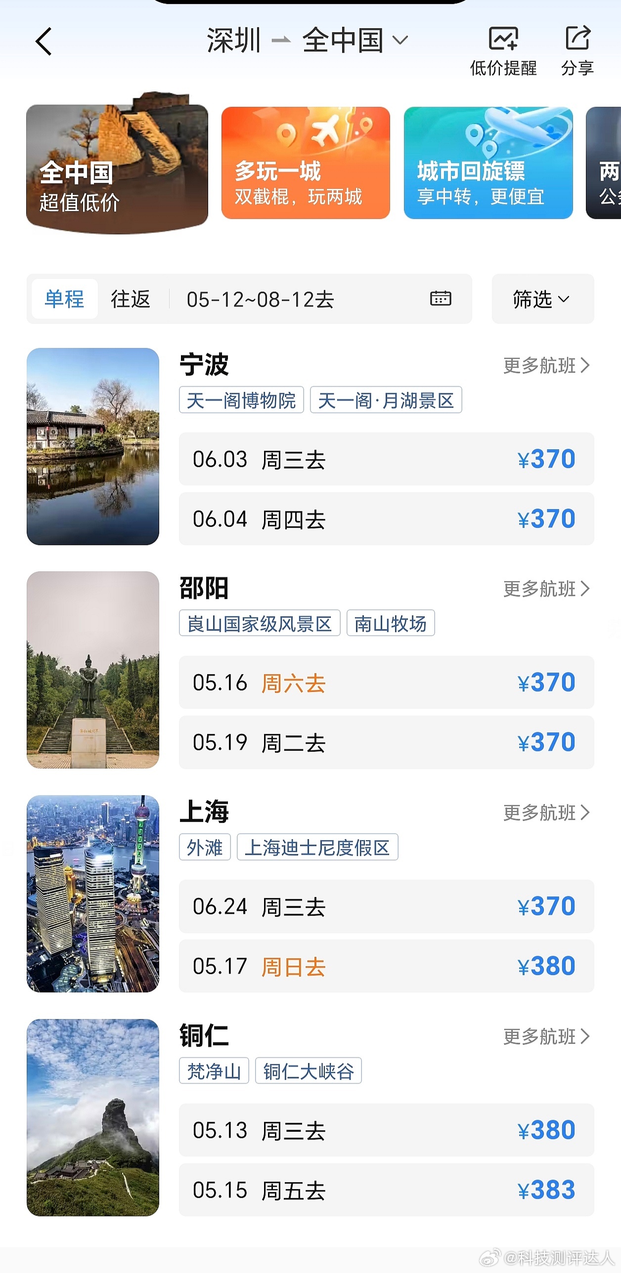 机票价格大跳水这个价格真离谱了，基本都是两三百，加上燃机费四五百搞定，还得是淡季