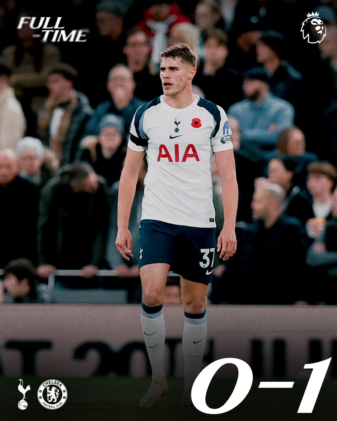 全场比赛结束，热刺0-1切尔西 ​​​​