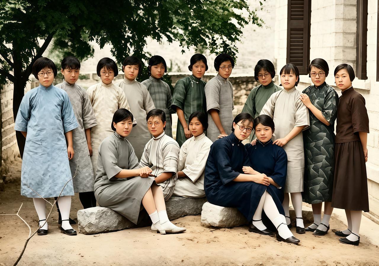 这是一九二九年厦门大学的十六名女大学生。这十六名女大学没有一位出身于贫苦农家子弟