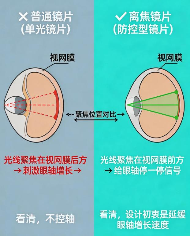 离焦镜片和普通镜片区别｜一看就懂
⚠️ 仅科普参考，不替代医生面诊。不涉及品牌推