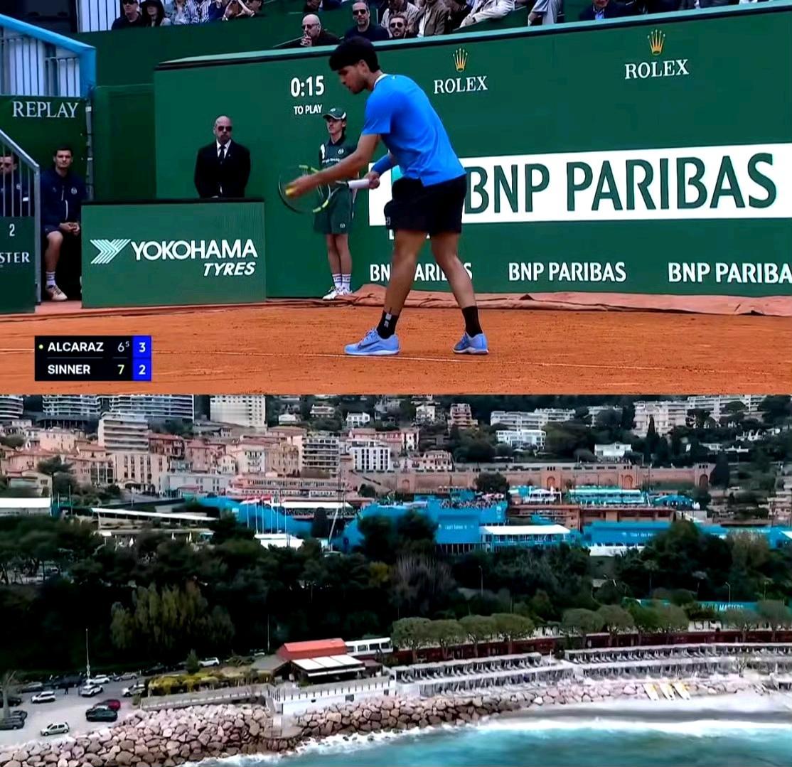 神同步！双子星打进蒙特卡洛决赛的赛场耗时：
阿尔卡拉斯：5小时59分钟
辛纳：5