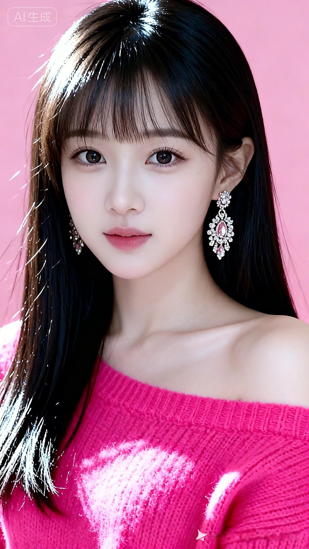 绝色佳人，年方十八，冷白肌肤衬得鹅蛋脸愈发精致。一头乌黑长发微乱垂落，发丝边缘镀