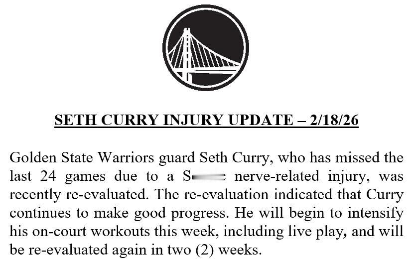 塞斯-库里近日接受了重新评估。评估结果显示，塞斯-库里的恢复进展良好。本周他将开