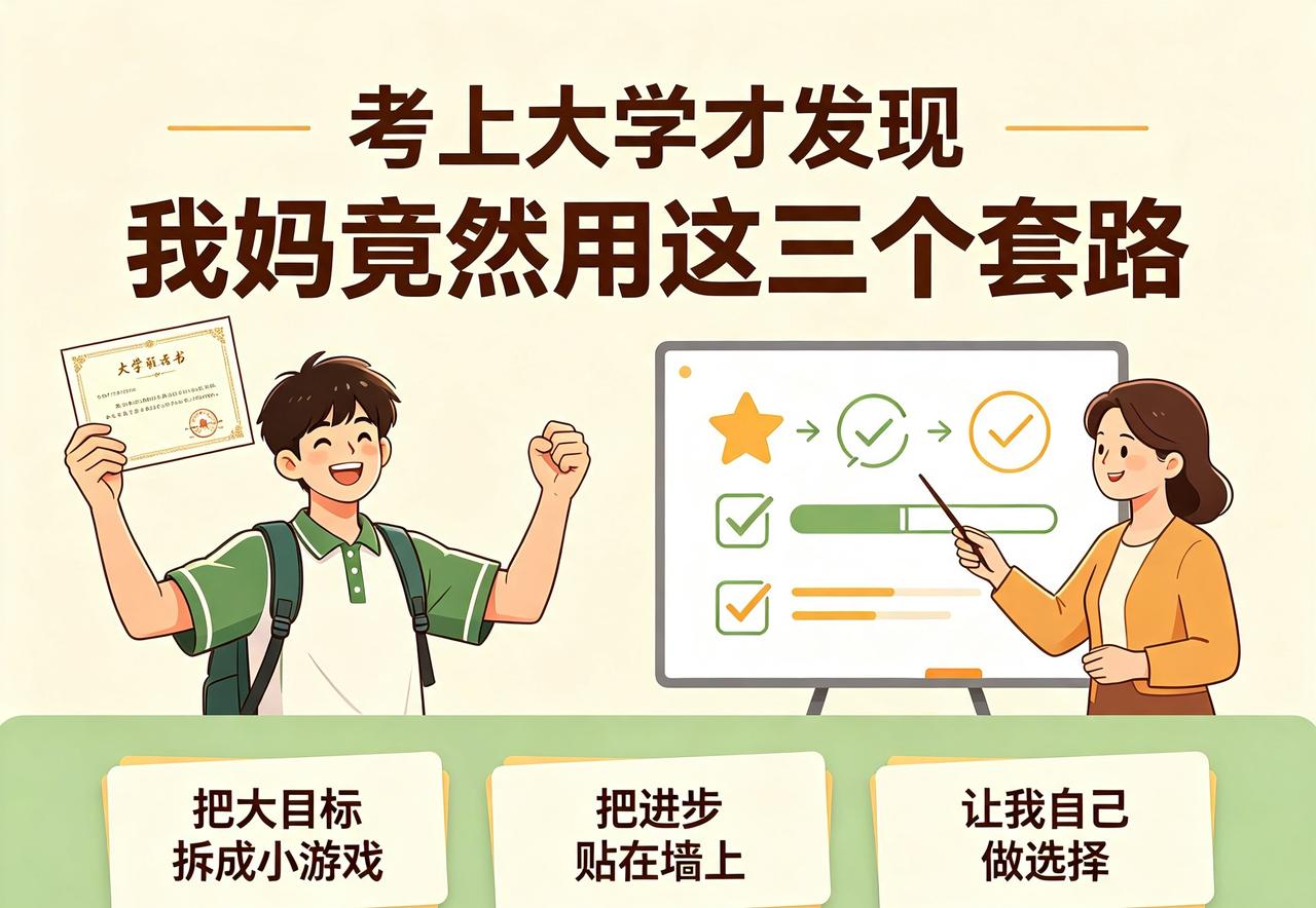 等我真正考上大学回头才看懂，我妈当年是用三个小套路，悄无声息培养我的学习自觉性，