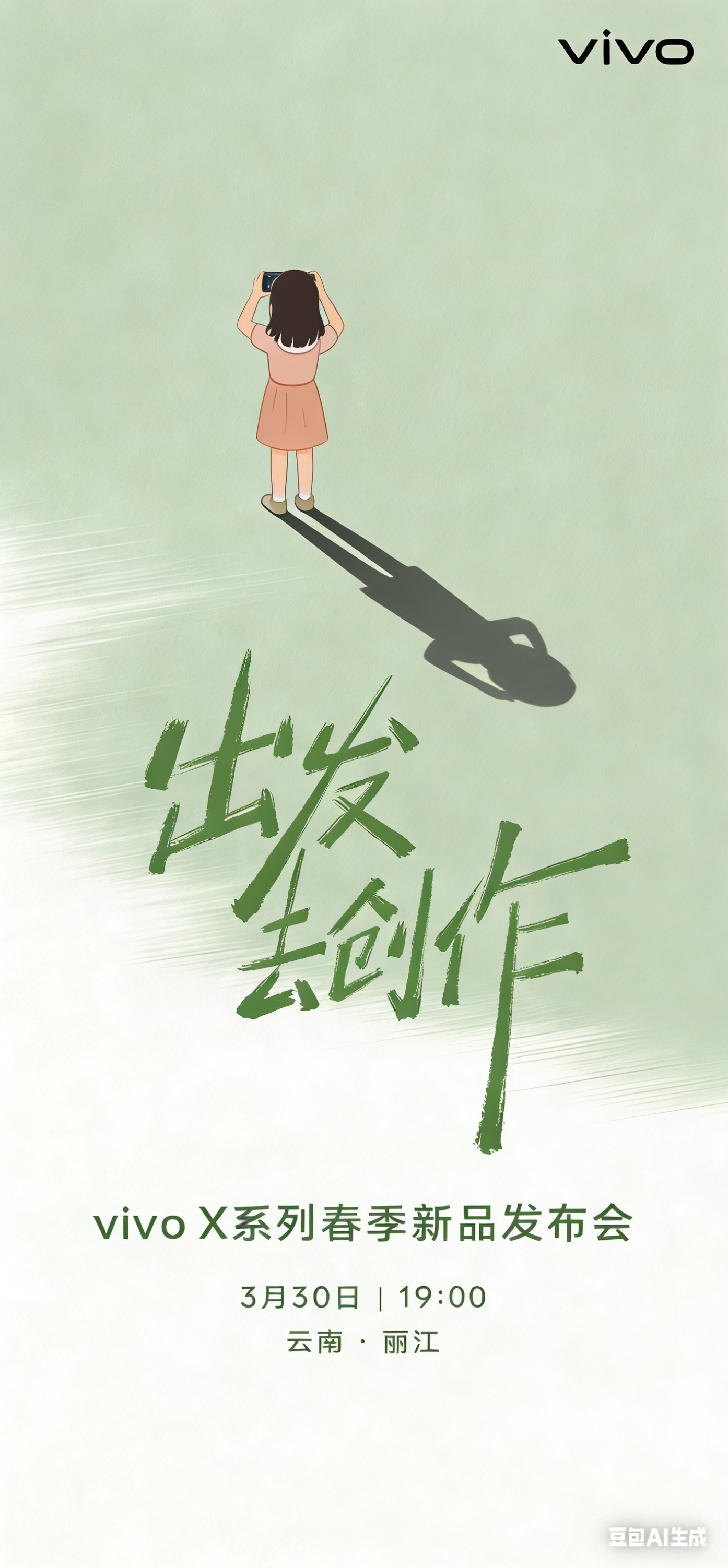 哈哈哈……海报可以自己DIY了，拍照创作，vivo X系列春季新品发布会定档，这