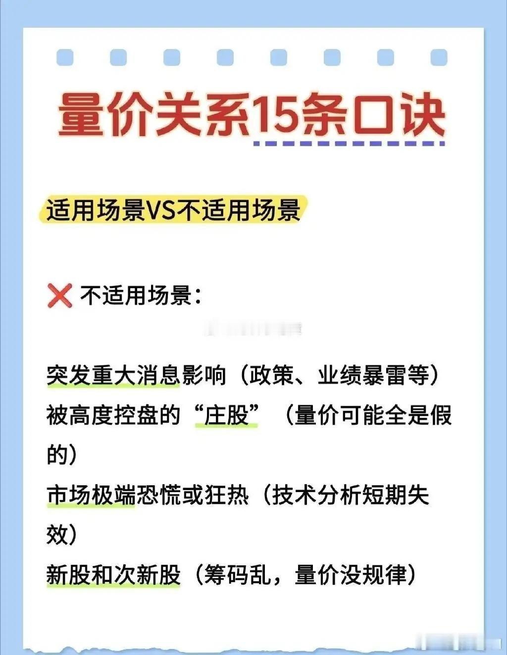 炒股里量价关系有不少实用口诀。像“低位无量要等，等错也要等；高位无量要拿，拿错也