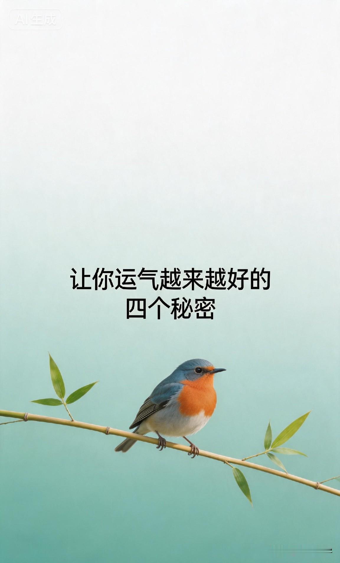 让你运气越来越好的四个秘密

《了凡四训》里说：“命自我立，福自己求。”
你发现