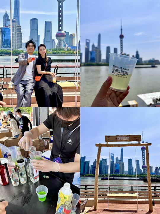 在北外滩咖啡节喝🍷遇到陈龙夫妇啦～～～