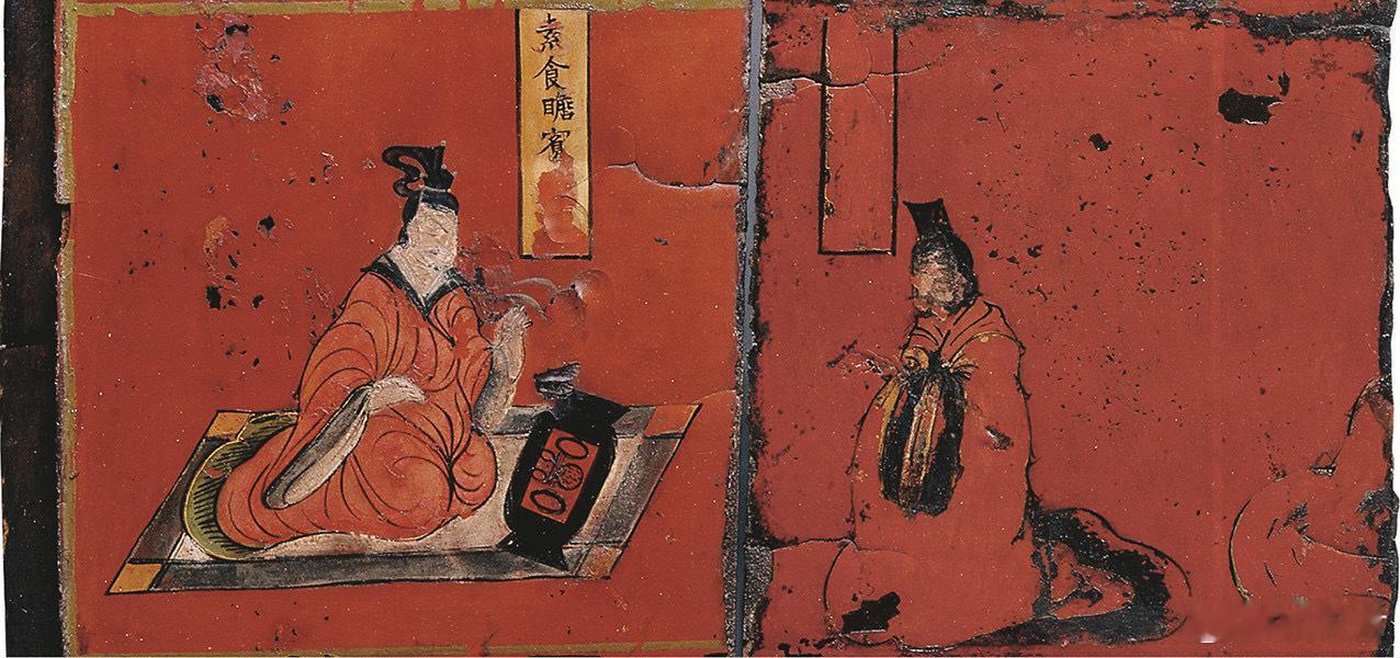 如果能把北魏司马金龙墓出土漆屏背面也展示出来，正好可以为同展中的一众漆耳杯作图注