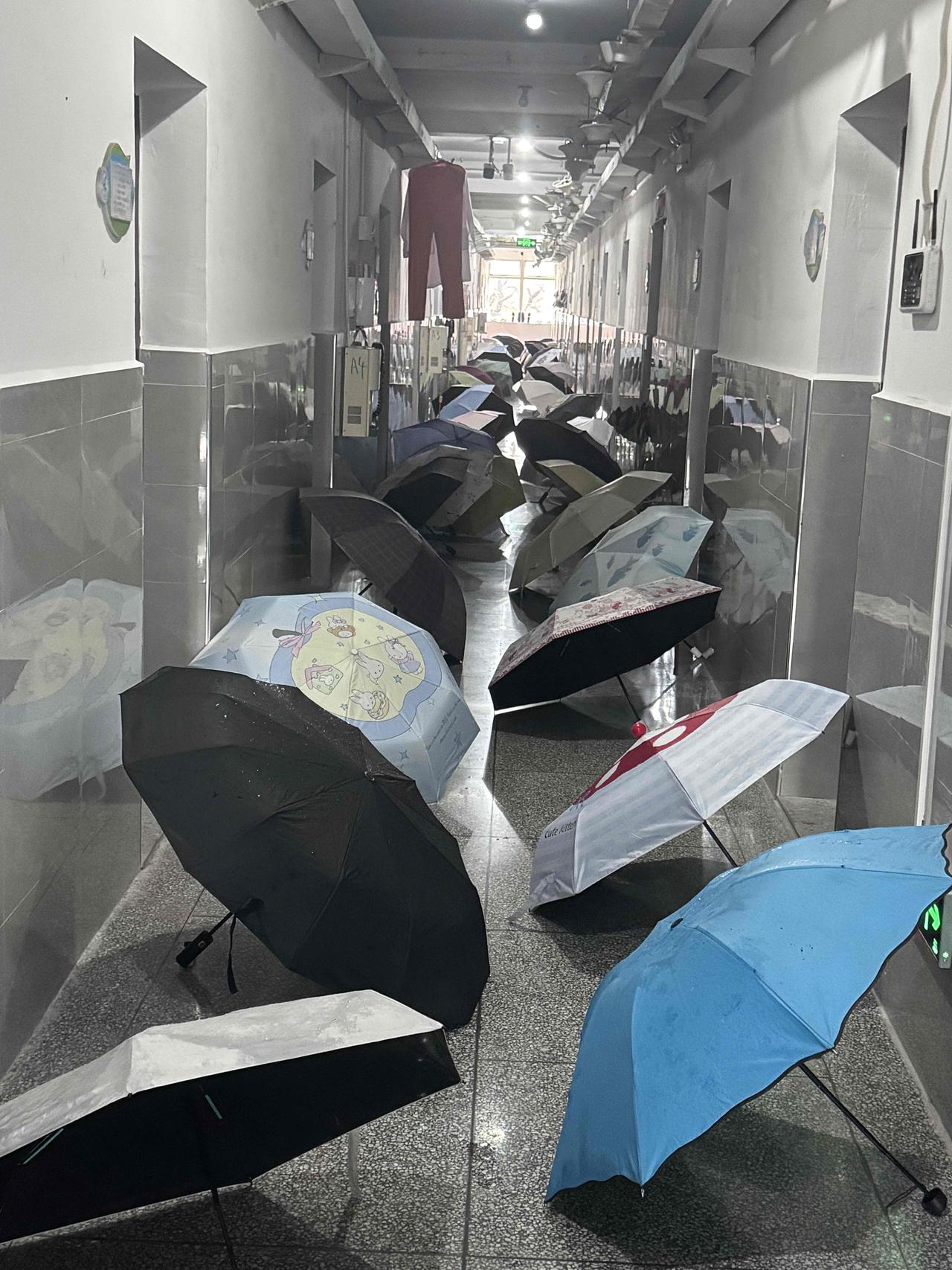 你们撑完伞会把伞放在走廊上晾干吗，昨天江西难得下了一次雨，学校宿舍走廊上开满了雨
