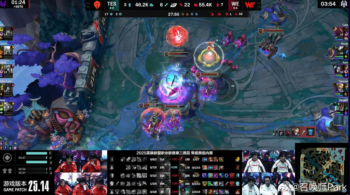 这就是LPL，0-4的WE第一局把4-0的TES给虐了，Taeyoon的EZ技能