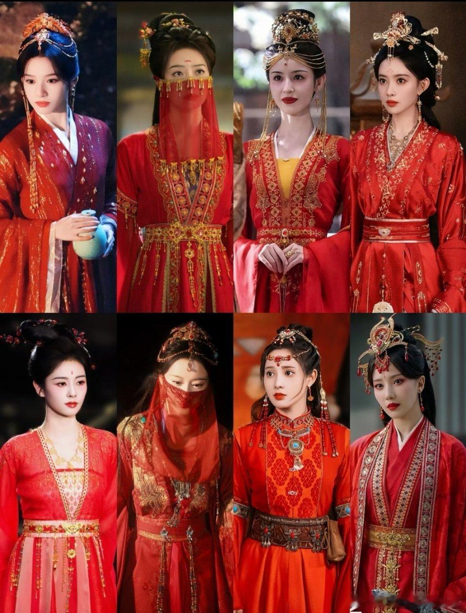 女明星红色造型，哪位异域风十足?哈尼克孜、孟子义、白鹿  包上恩 还是彭小苒 ?