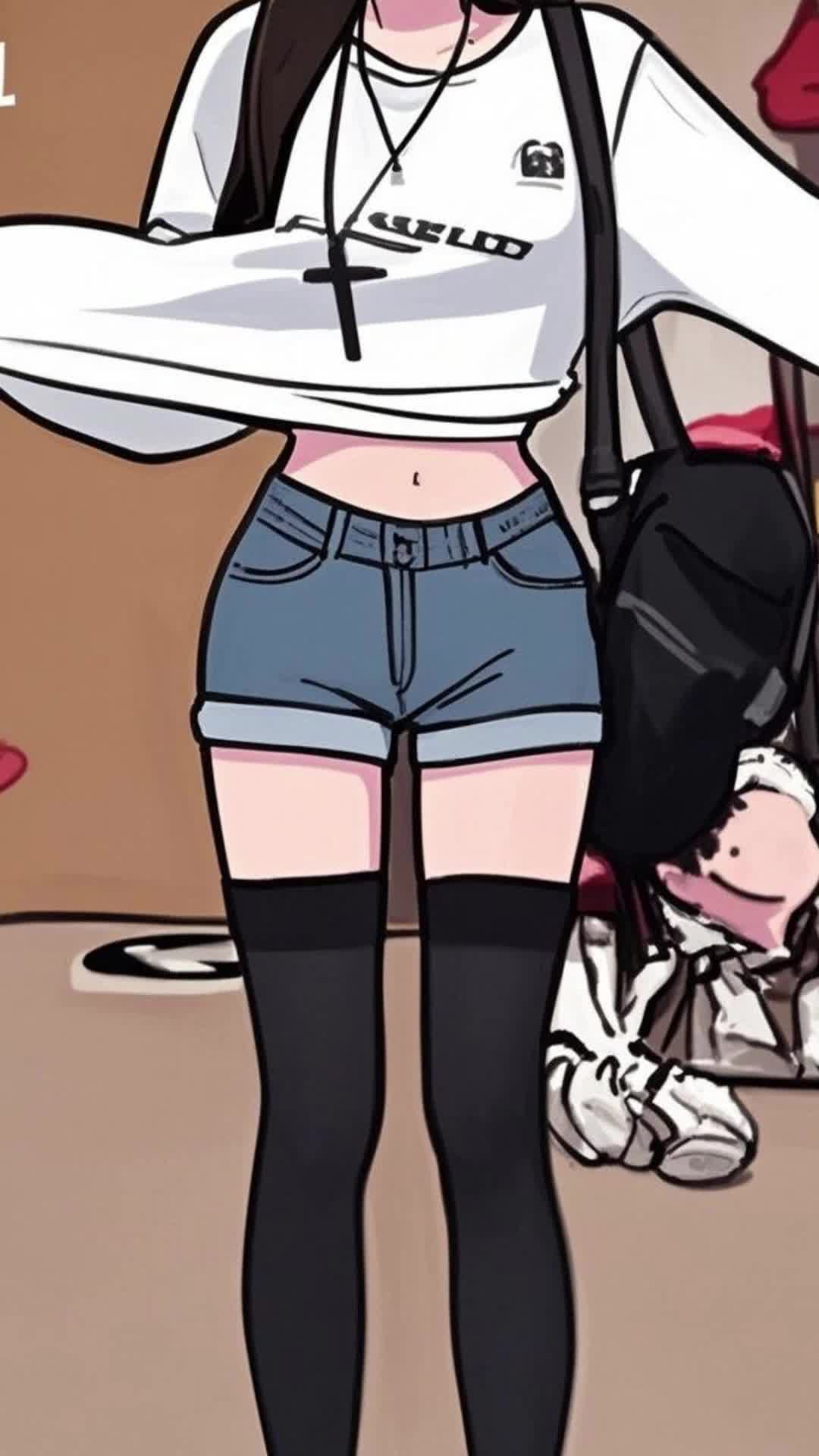 不显身材的衣服咱不穿！超辣的翻边牛仔裤腰臀比变🐮那都是小case！主...