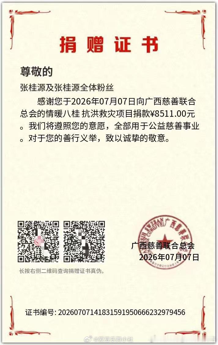【张桂源】张桂源数据组为广西洪灾地区捐款💛 