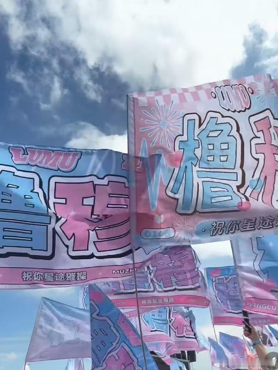 音乐节怎么现场都是橹穆大旗，被这个粉蓝海震撼力[彩虹屁][彩虹屁][彩虹屁]橹穆