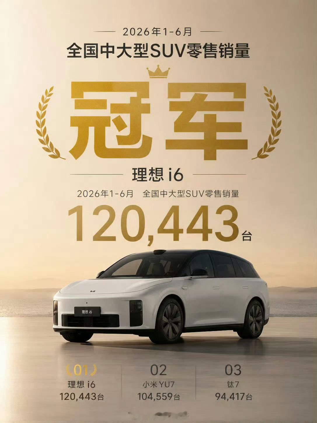 可能很多人没想到理想i6能拿下今年上半年中大SUV的冠军，我倒是一直觉得这个车是