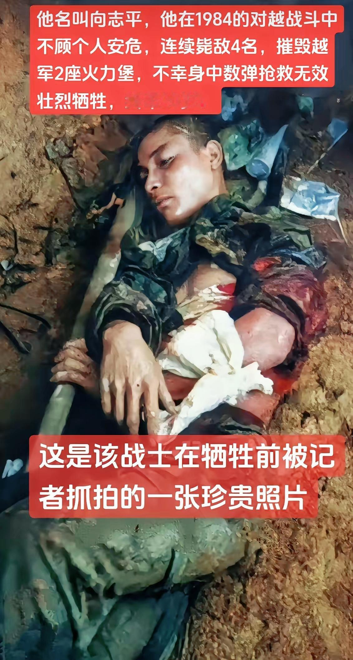 照片摄于1984年，向志平牺牲前被战地记者抓拍的珍贵影像！1984年4月28日，