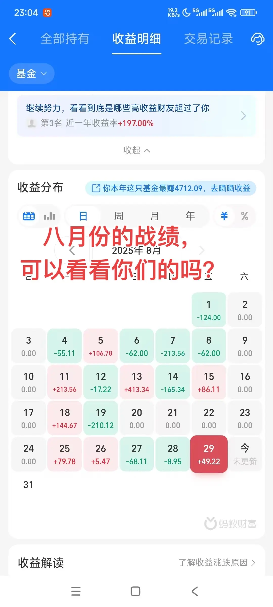 八月份的战绩，可以看看你们的吗？