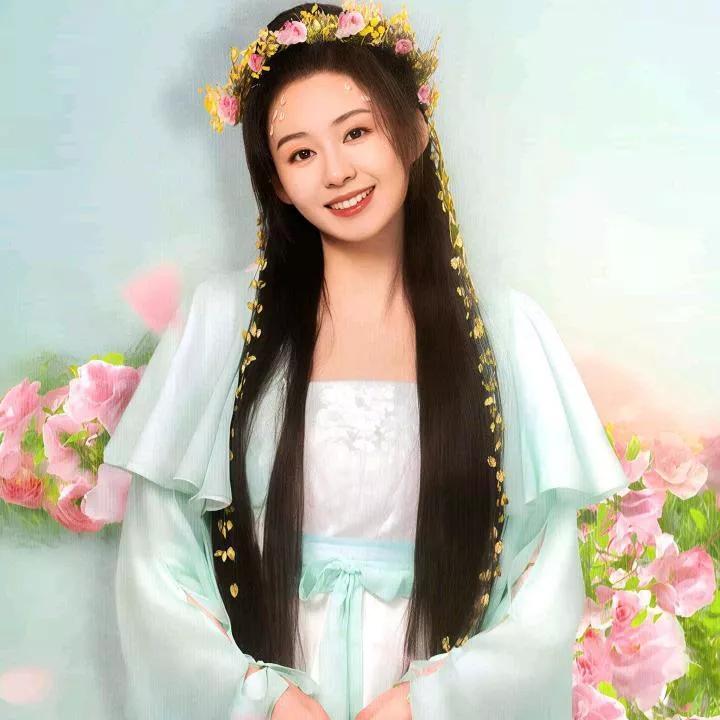 古风少女花环头，粉色桃花仙气飘飘。梦幻花环造型 少女感花环 头戴花环美女 粉樱盘