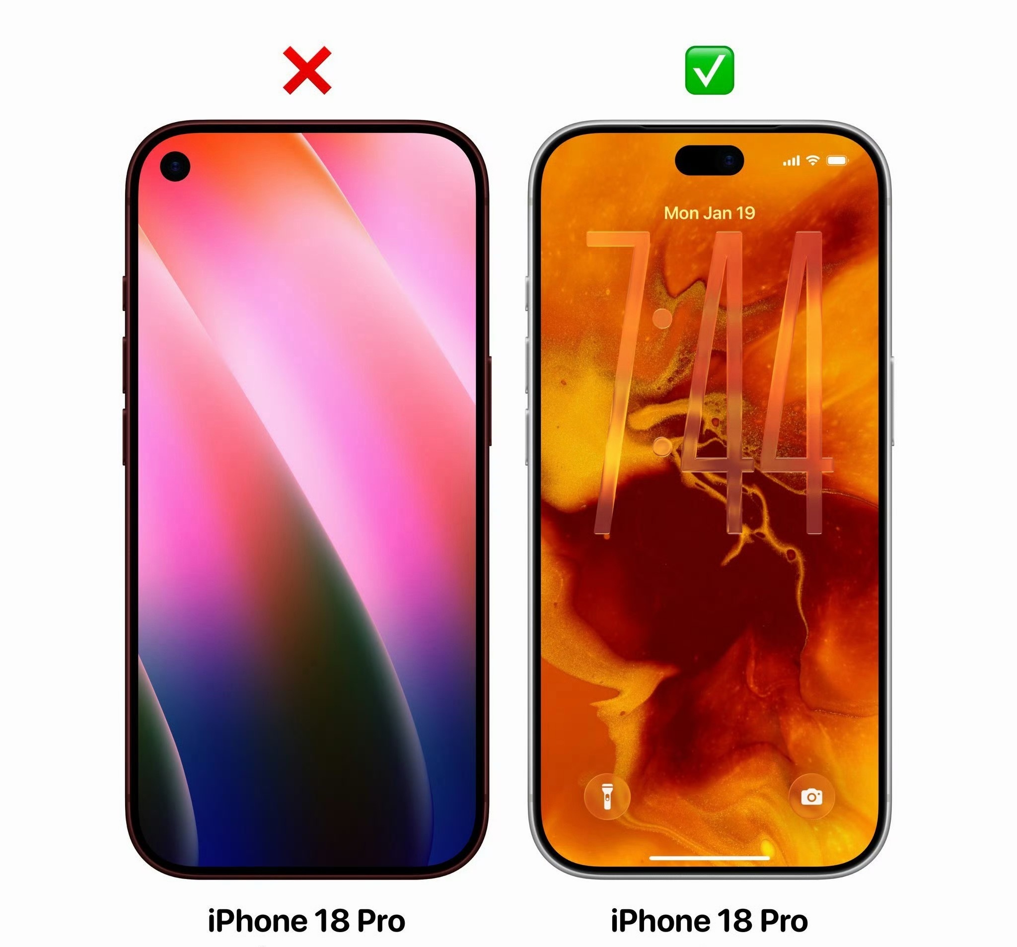 iPhone18一天一个样啊，我觉得前置挖孔居中变小比较可信，也符合苹果产品升级