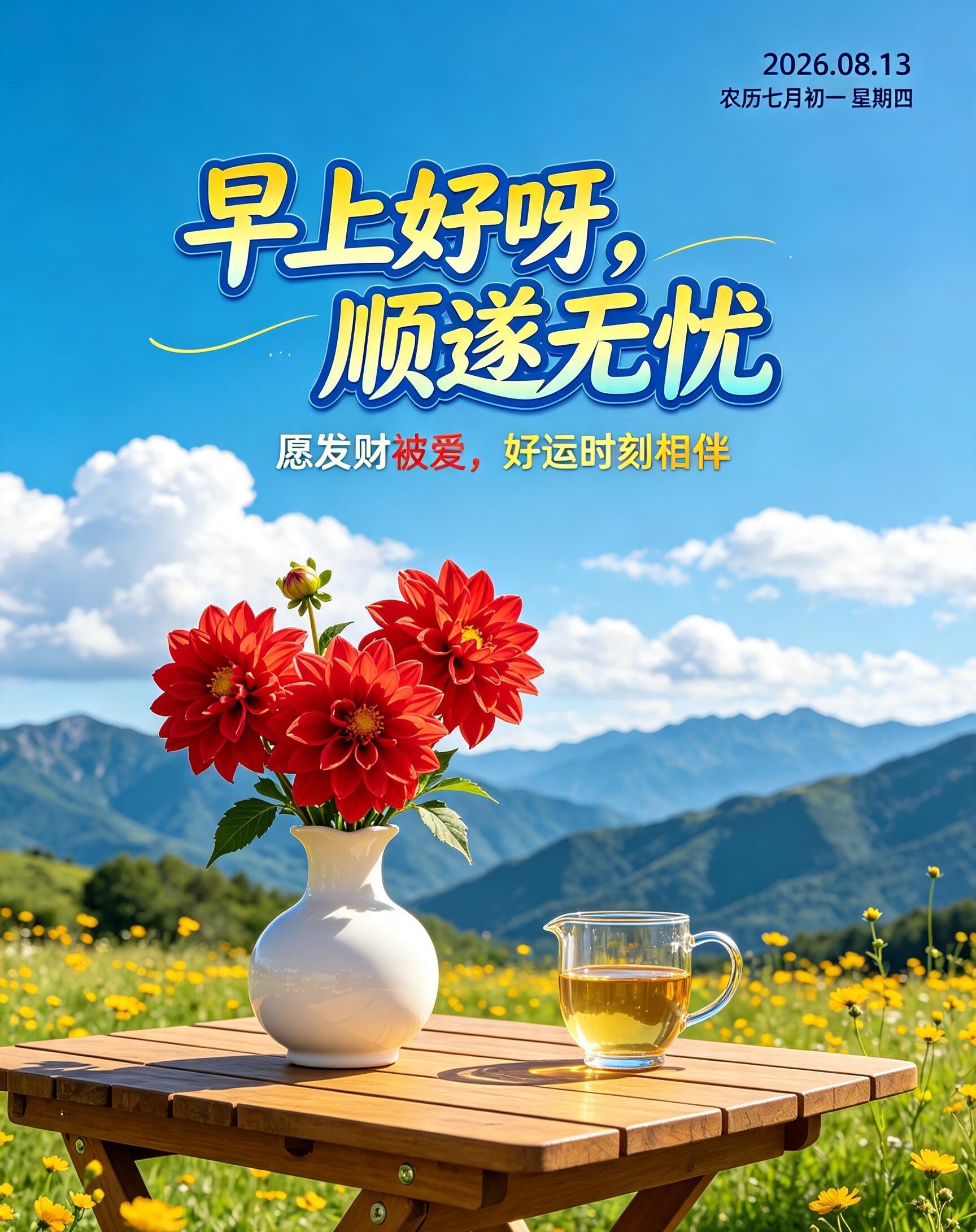 2026.8.13周四早安祝福图片壁纸拿图吱一声噢～ 