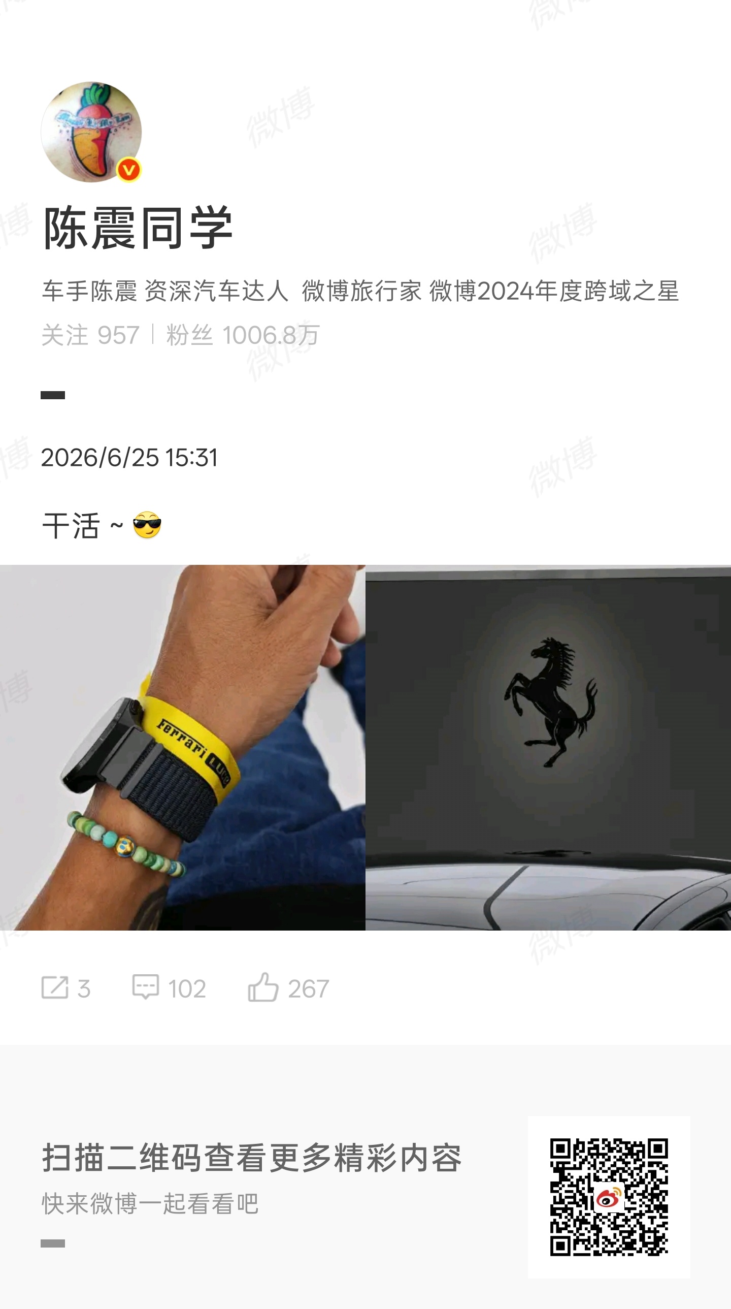 震哥复出后第一个接触的车企来了，没错就是法拉利，和大家构不成竞争关系，因为一般媒
