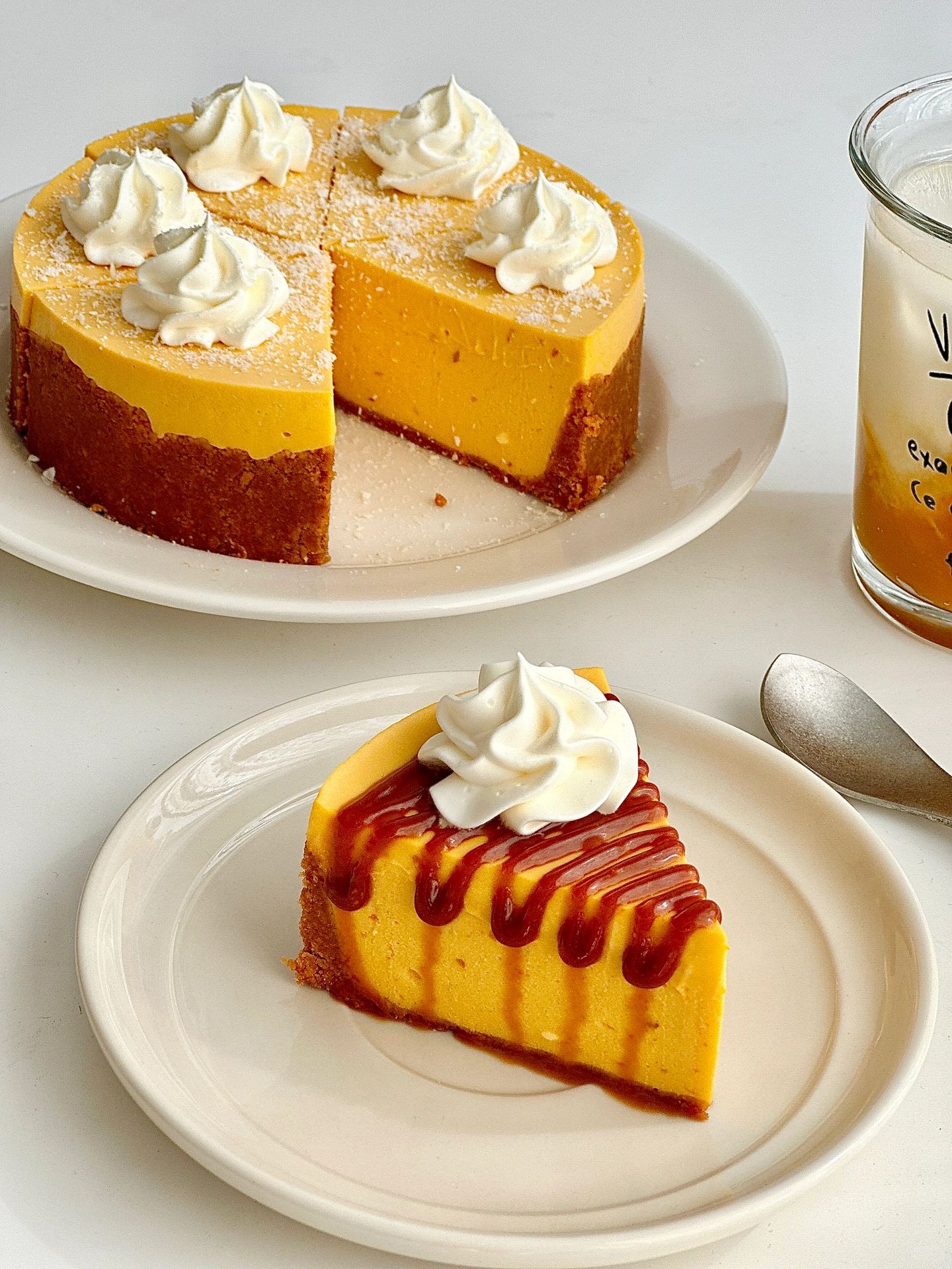 🍂秋日甜品🎃焦糖南瓜芝士蛋糕｜免烤箱