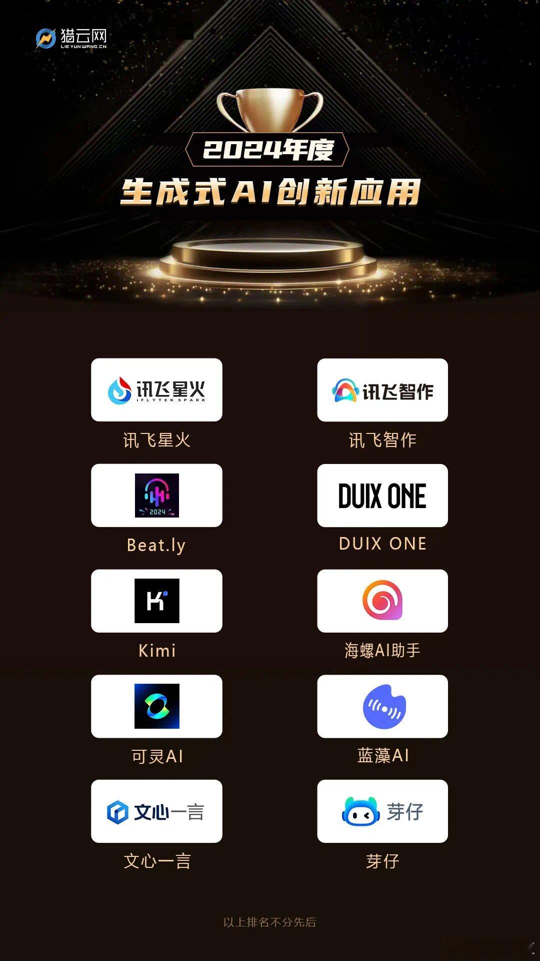 讯飞星火与讯飞智作荣获2024年度生成式AI创新应用💪🌹 