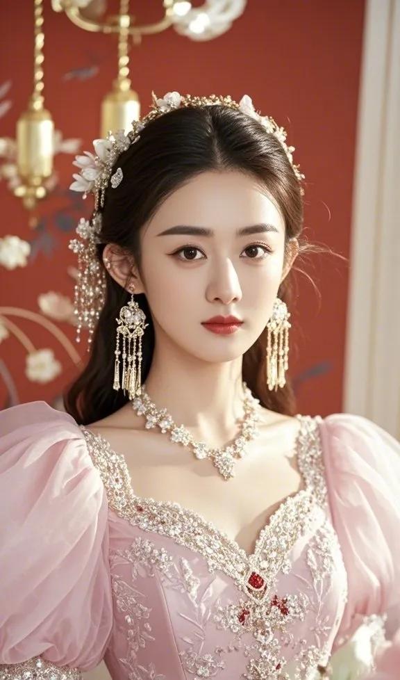 酷似丽颖的美女，穿着婚纱照简直是美哒哒！人气女神赵丽颖 稀有绝美赵丽颖 女神图来