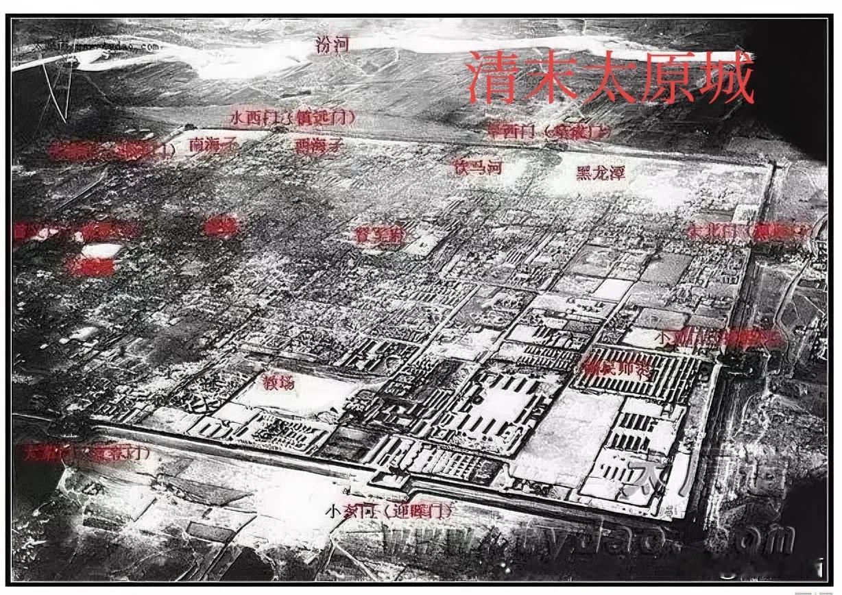 非常珍贵的一张太原航拍图！有年代，有历史，有实物，有情怀～～当年府城在河东，汾河