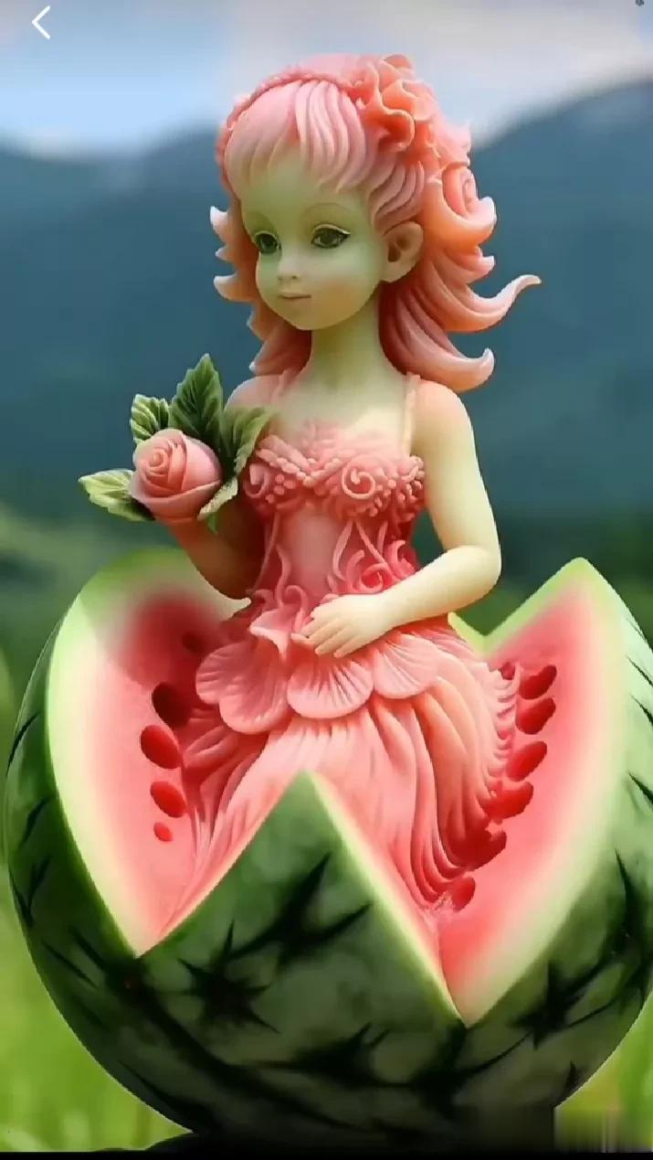这么美丽的西瓜雕像，你舍得吃吗？