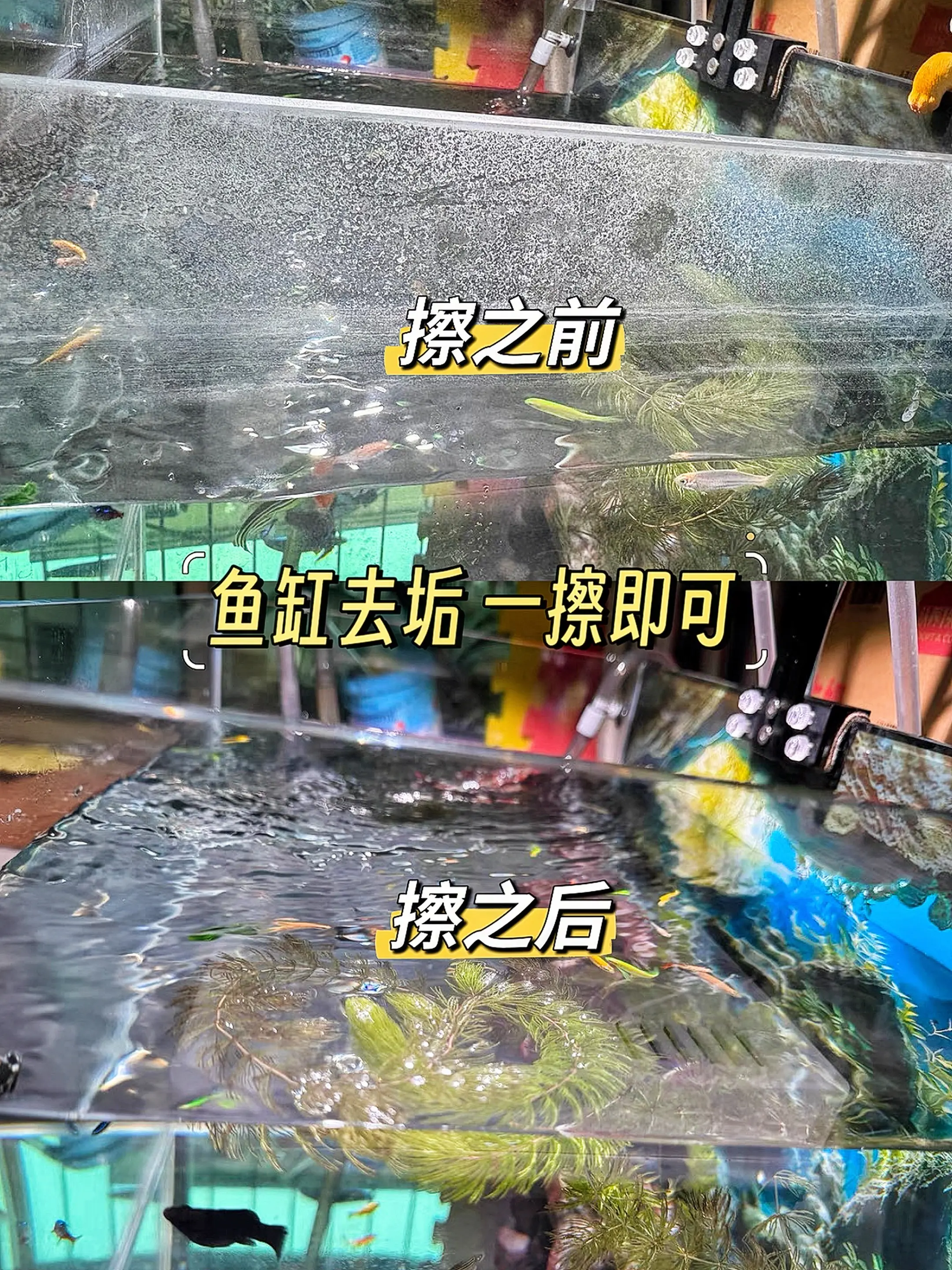 1. 一抹焕新，垢影全无：特殊纳米材质制成，强力去污，轻轻一抹，鱼缸壁...