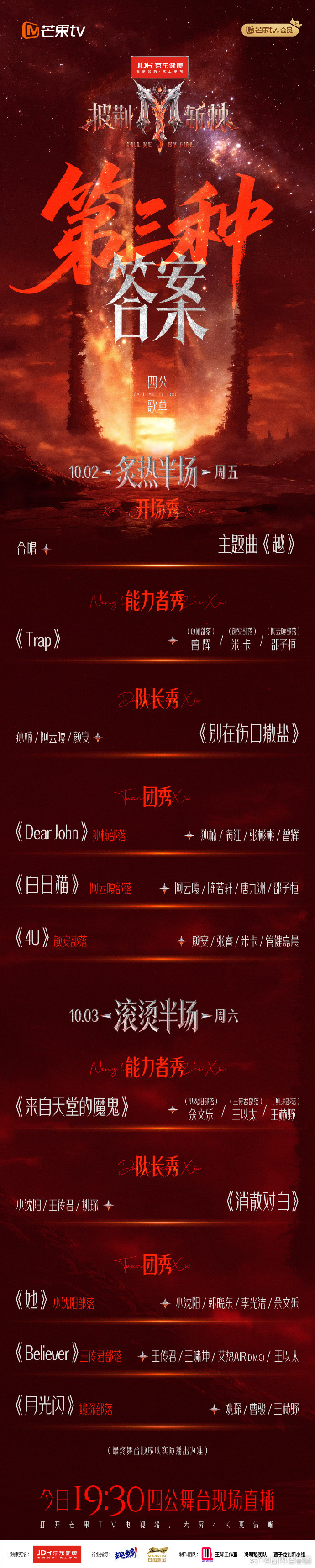 披荆斩棘四公歌单披荆斩棘 很喜欢这种多元舞台的对决，不是单纯比拼谁更炸，而是每个