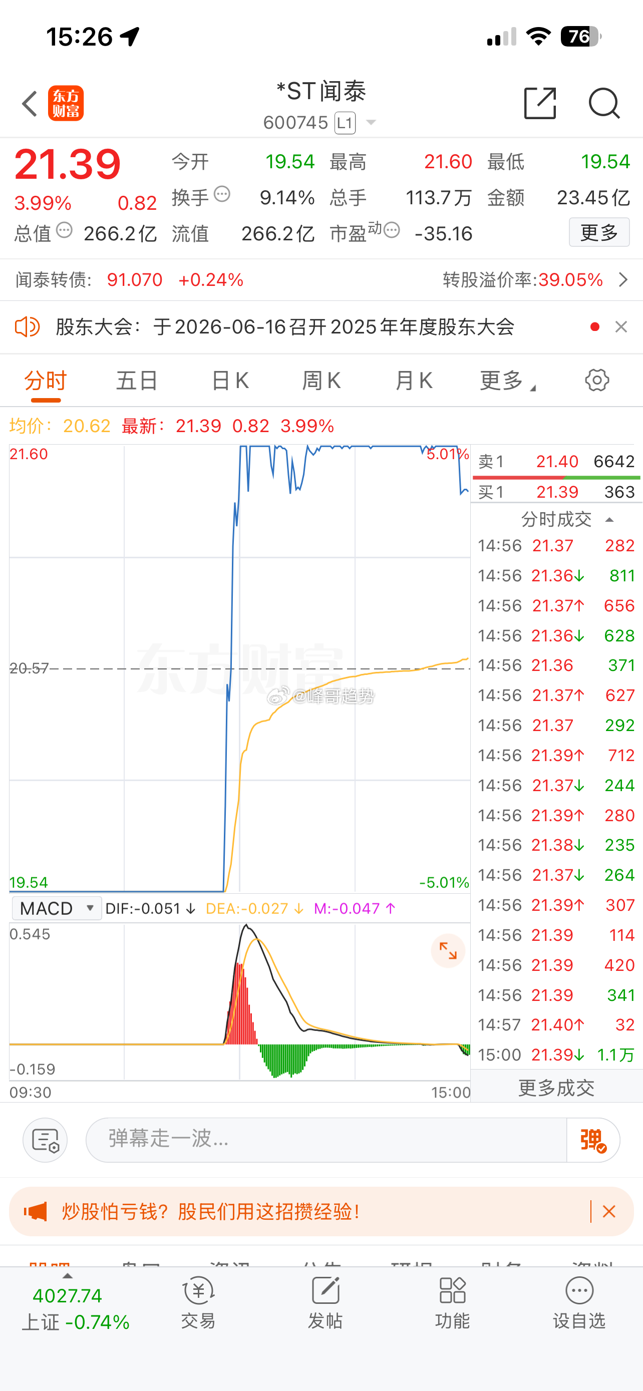 闻泰盘中地天板25万股民惊心动魄