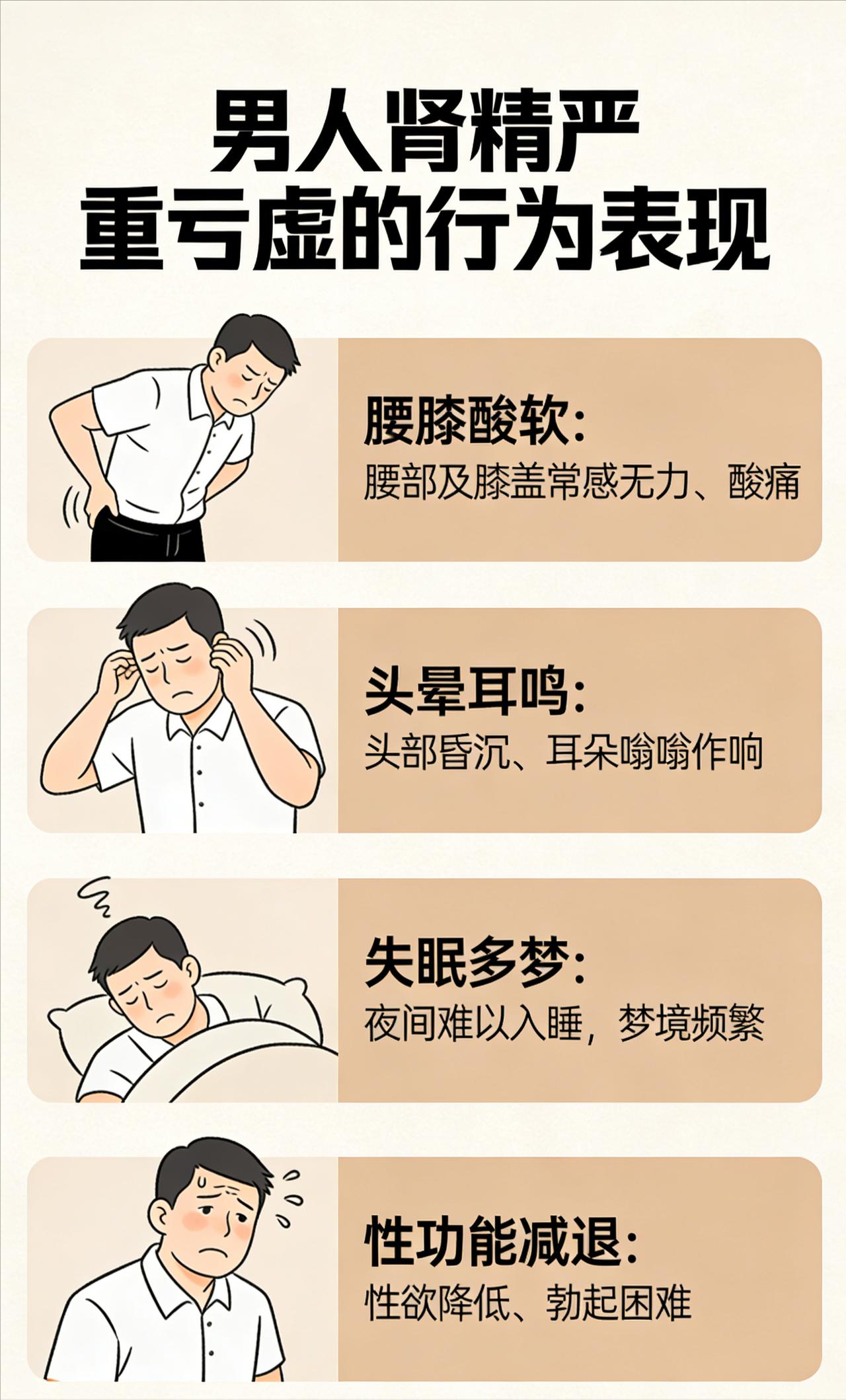 男性肾精亏虚，会有这些表现