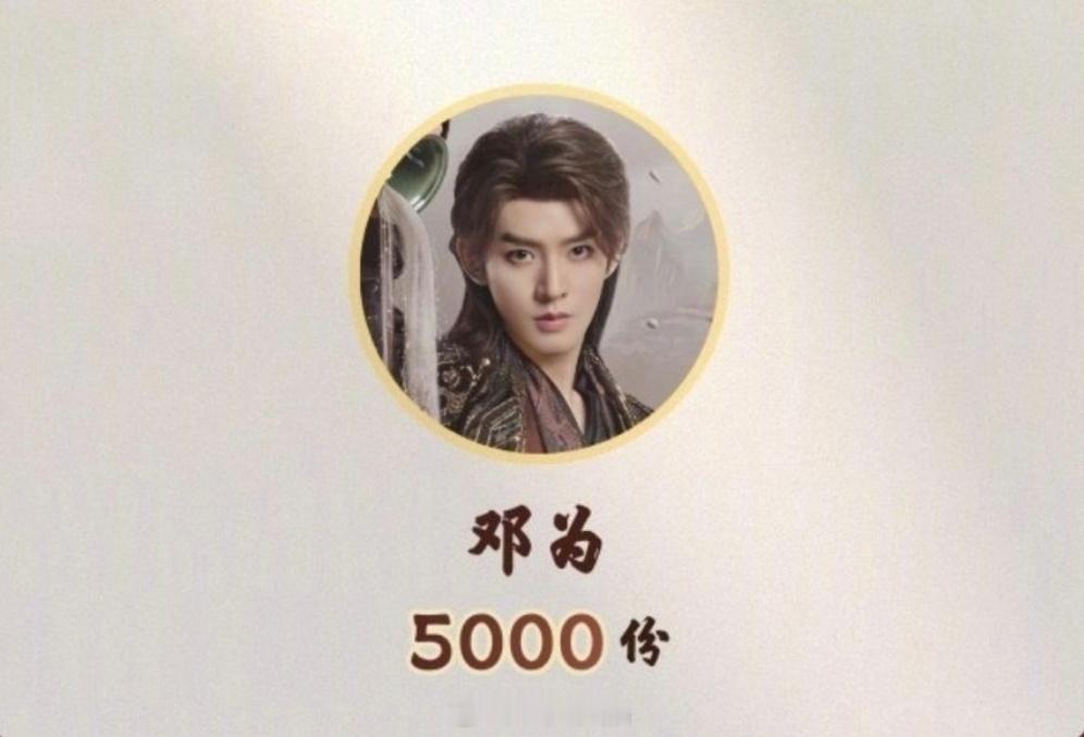 邓为是真大方啊，5000份云包场看得出来，为为对角色真的上心，特真诚