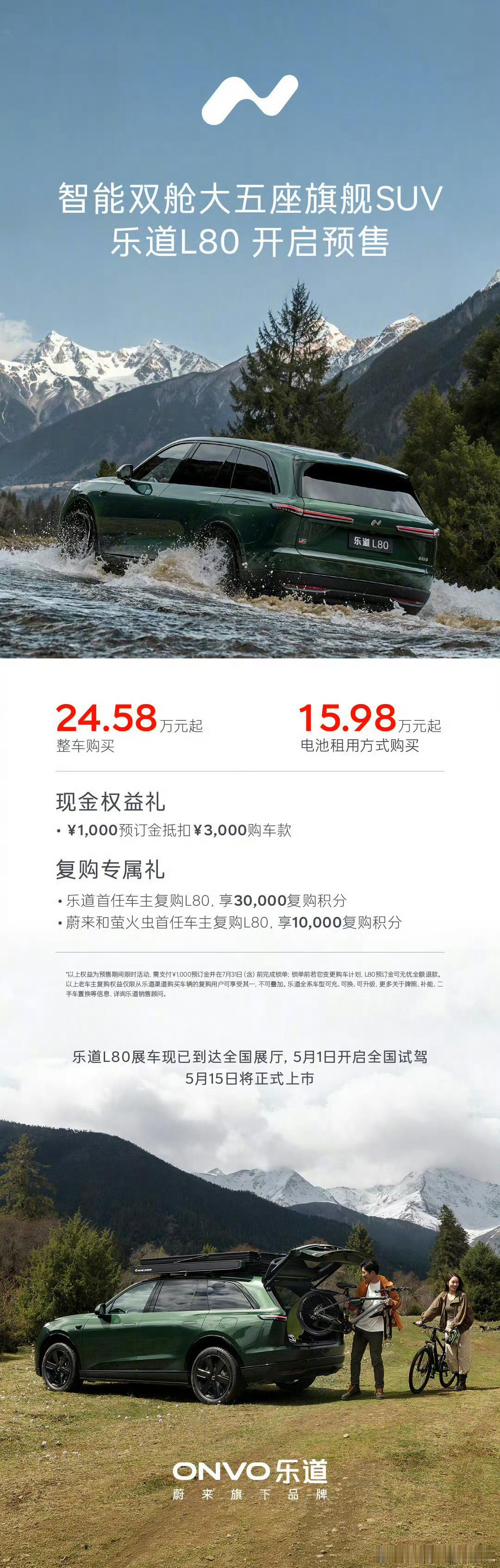 乐道L80，大五座旗舰SUV，租电价格干到了15.98万，简直离谱。 