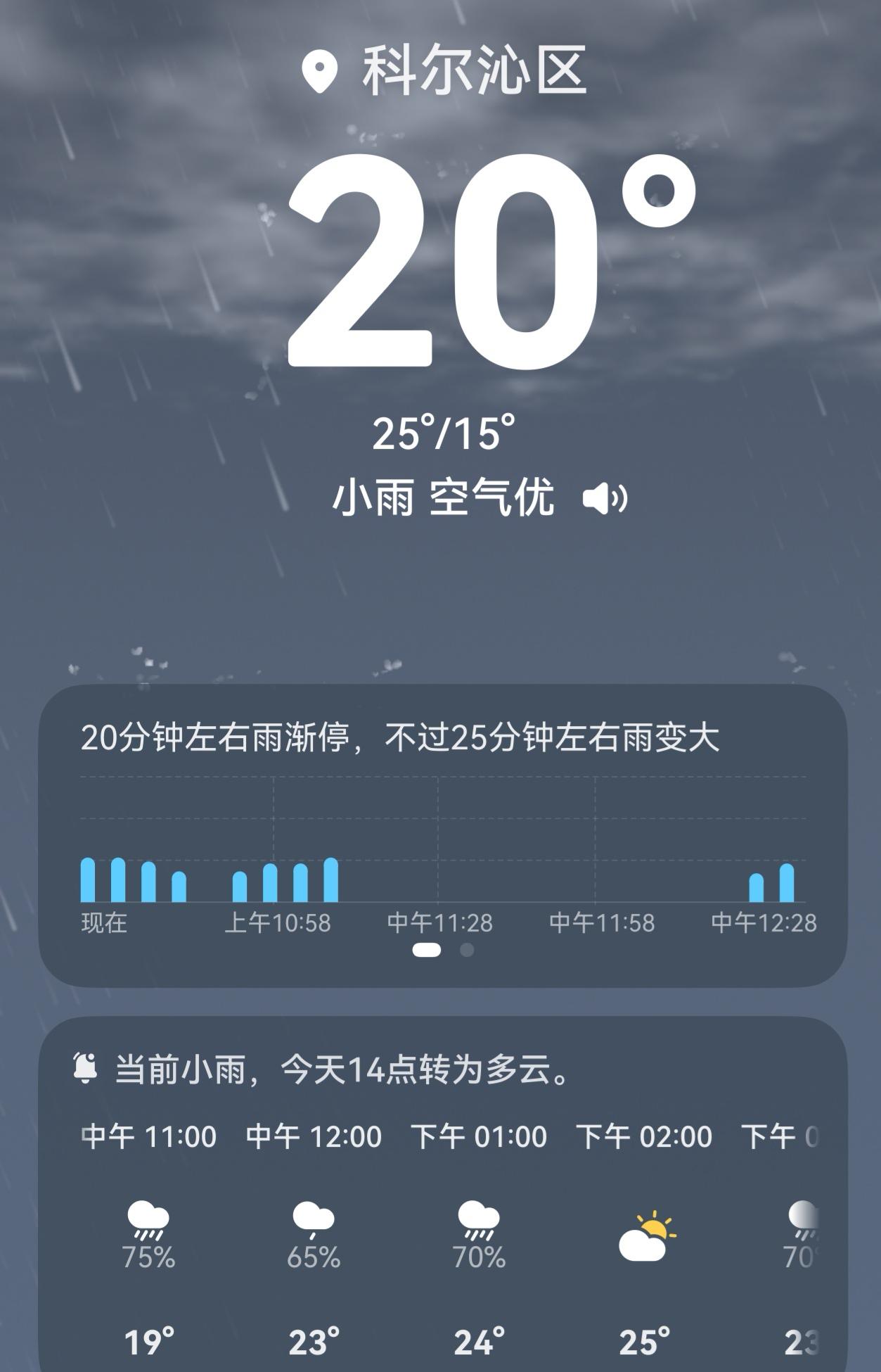 这几天，天天都阴沉沉的，还没有大雨，一阵一阵淅淅沥沥的，气温才20度，倒是凉快。