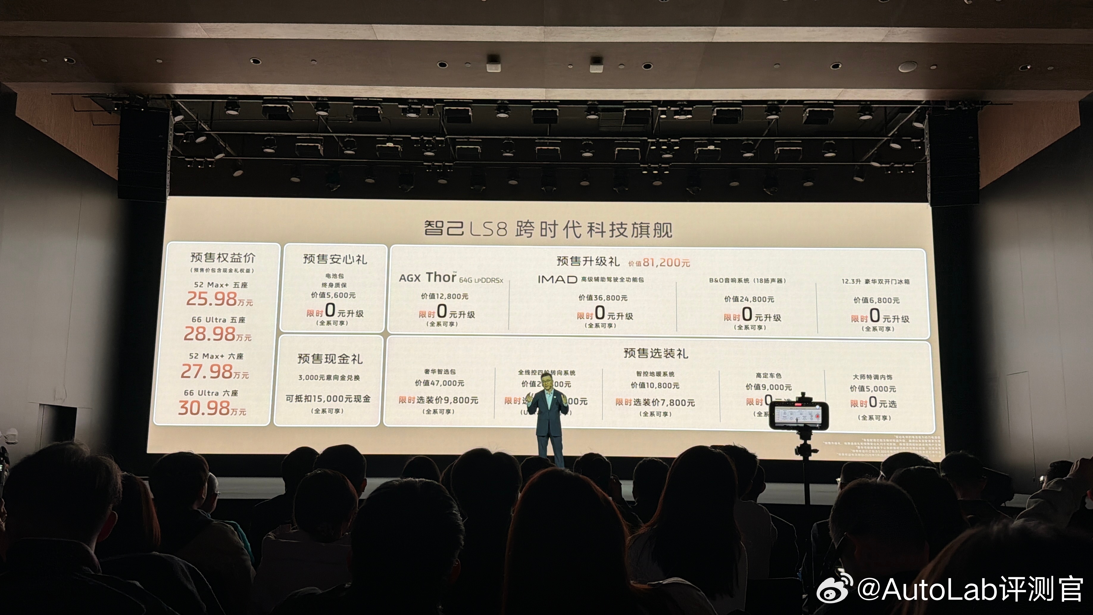 智己LS8预售价出来了，SKU很简洁，52度后驱和66度四驱两款其中，52Max