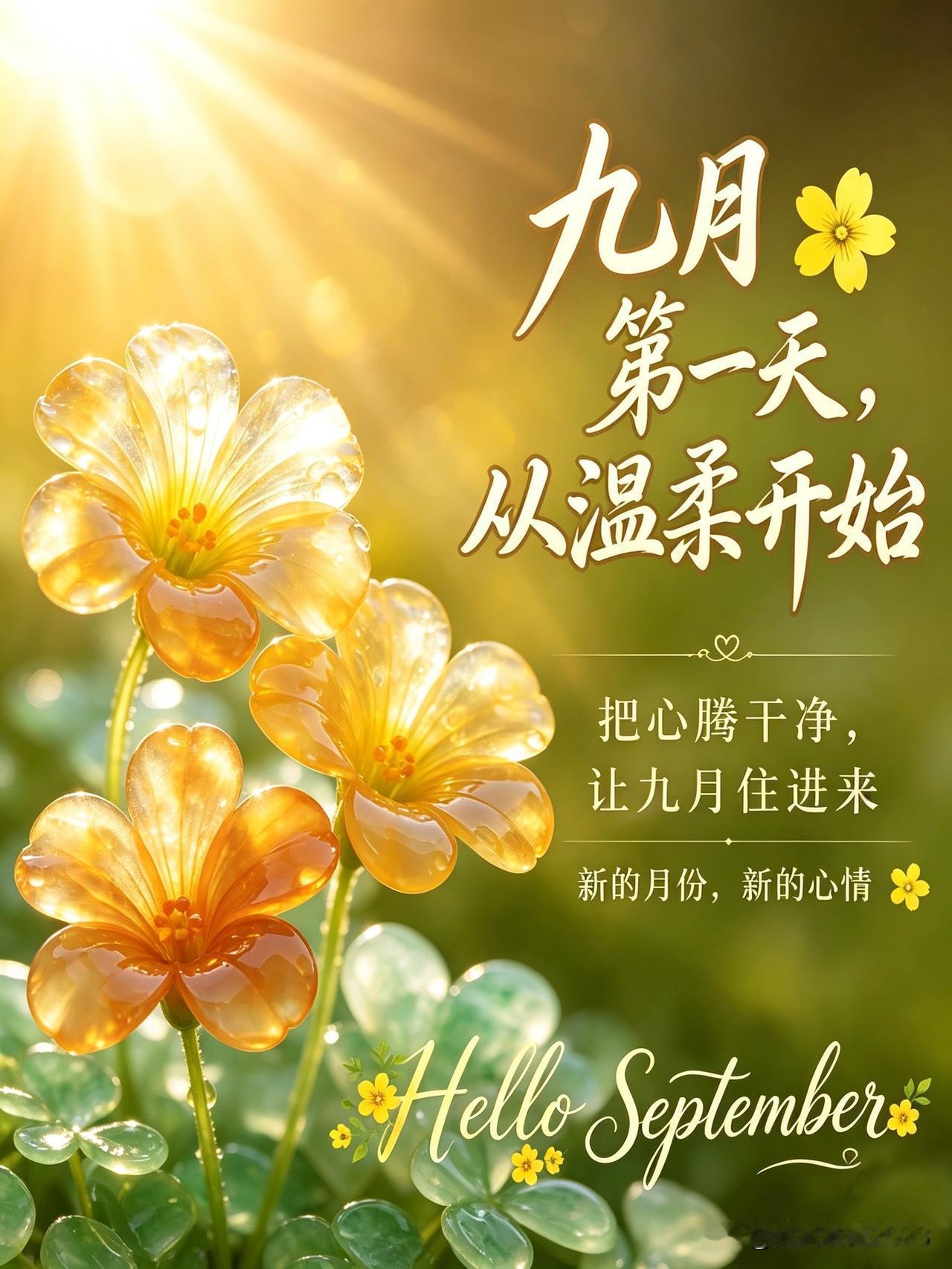 ²⁰²⁶/₀₉.₀₁ 周二｜一键复制发⭕，九月你好，愿你事事顺遂，万事皆圆满🌻