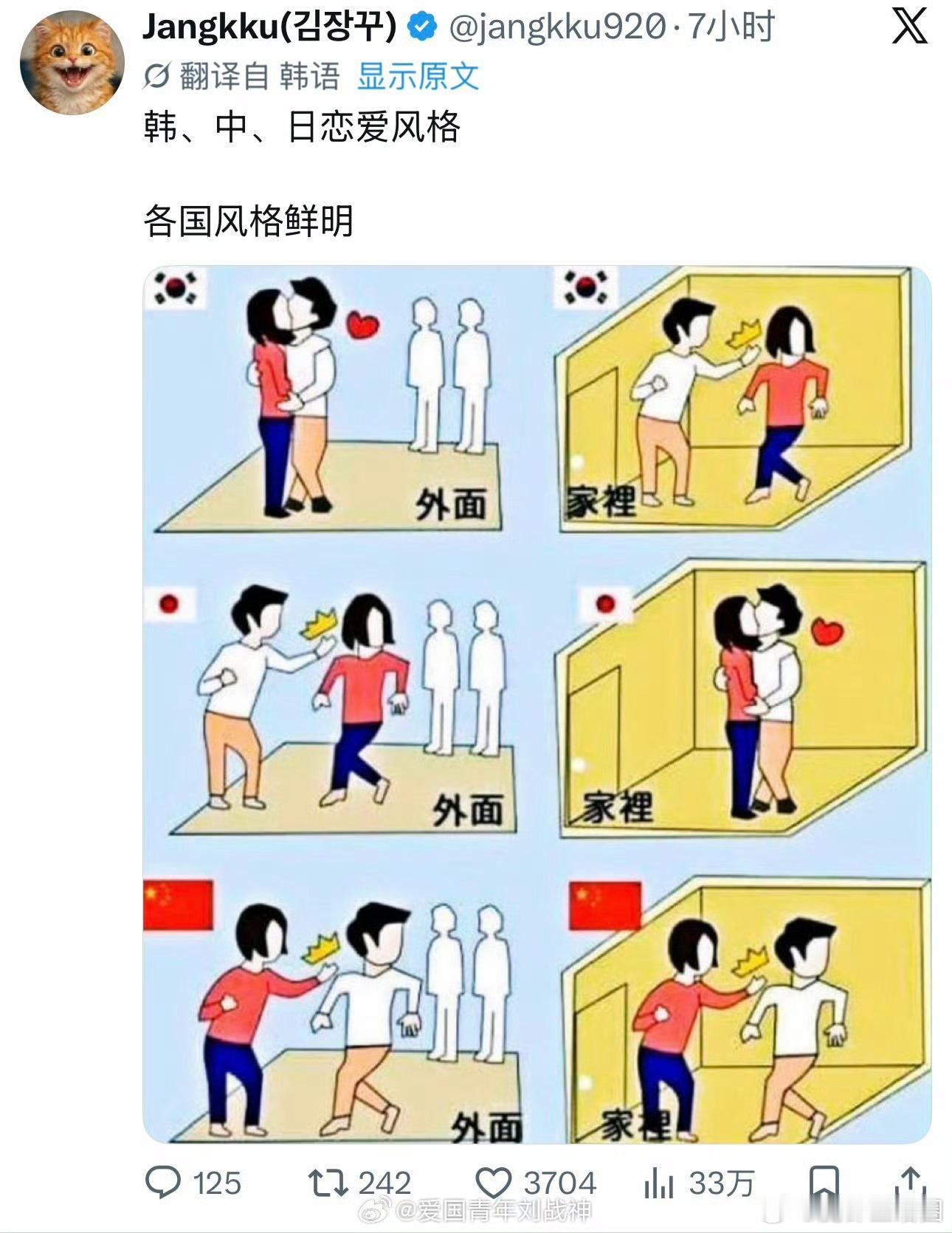 韩国网民总结 中日韩 恋爱风格…… 