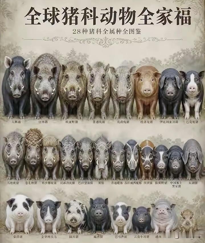 这么多的猪猪🐷，你吃过几种呢？看看图片是不是就不想吃它们的肉了[呲牙]