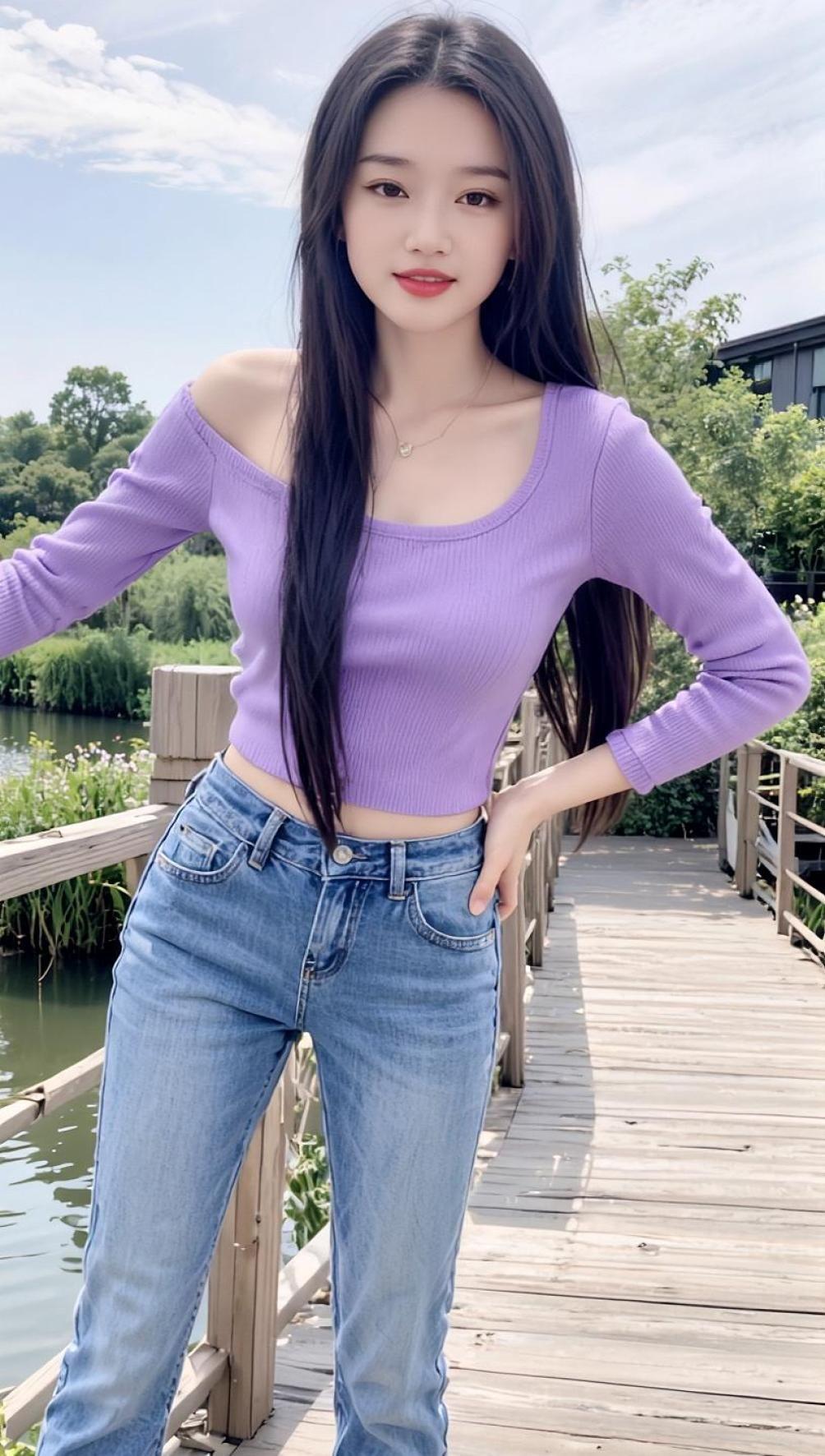 AI紫衫生活照 随拍穿搭